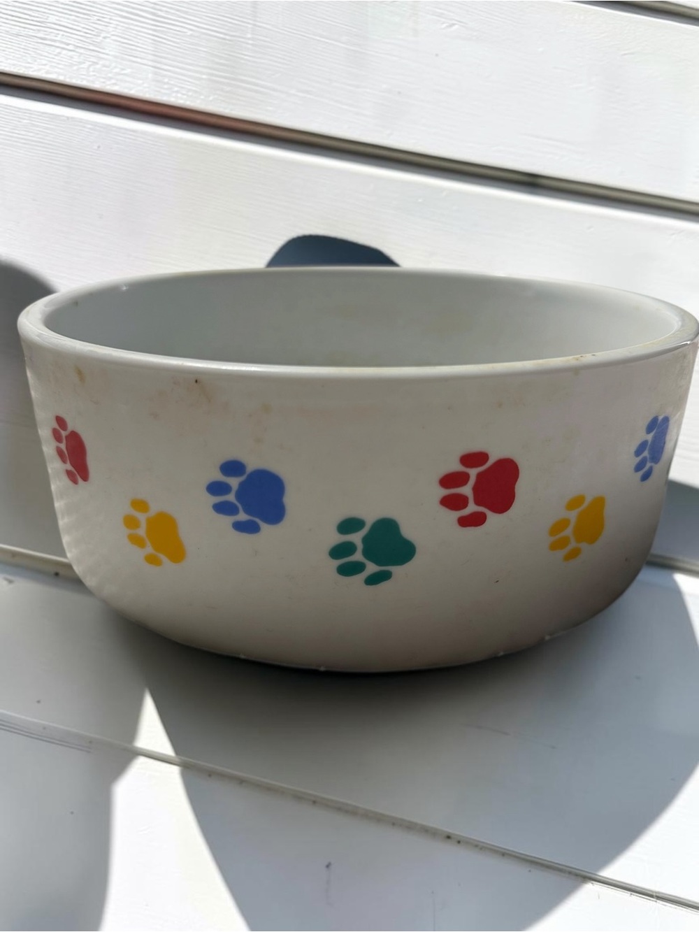Ethical Products SPOT Ceramic Dog Bowl Colorful Paw Print Stoneware 9”